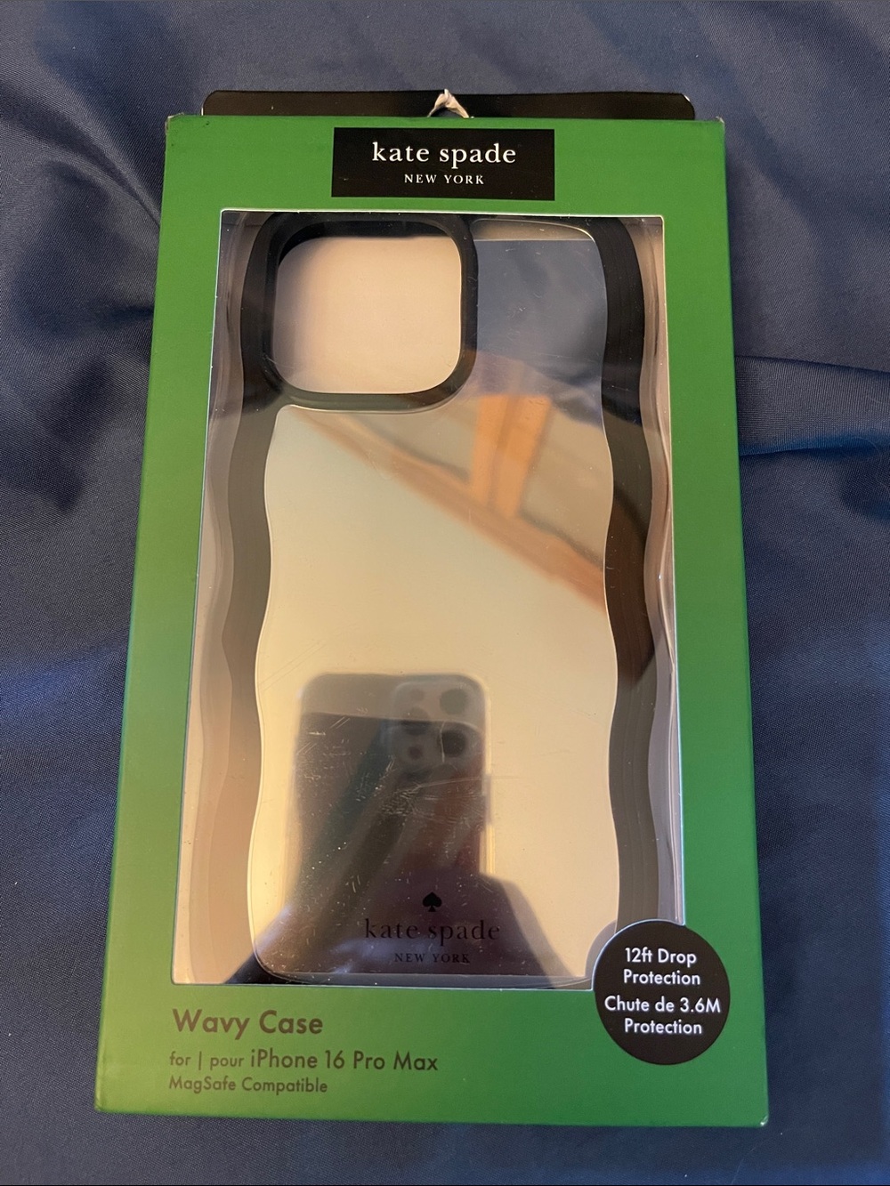 kate spade Mirror Wavy iPhone 16 Pro Max Case with Black Trim